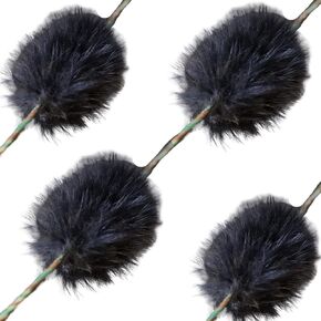 Shatterproof Archery Rabbit Fur Bow String Silencer Recurve Longbow (Black Rabbit 2 Pair)