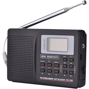 Full Frequency Receiver Radio with Alarm Clock FM/AM/SW/LW/TV Sound Full Frequency Receiving LCD Display, Short Wave, Stereo Mode Portable Radio(Type 1)
