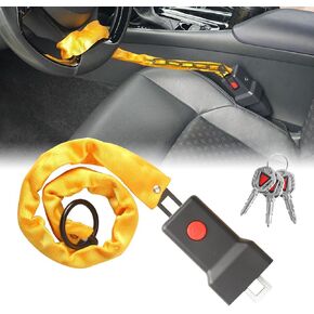 Steering Wheel Lock, Heavy Duty Metal Anti Theft Car Device Seat Belt Chain Lock, Universal Car Lock Theft Prevention Belt Buckle Extension, Car Security Fit Most Vehicles Truck SUV Van (70CM)