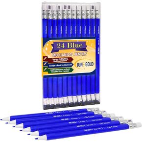 June Gold 36 Assorted Colored 2.0 mm Mechanical Pencils with 36 Unique Color Leads, 36 Extra Refills, 2 Independent Sharpeners, Color Name is Printed on Each Pencil Barrel, Built in Rear Sharpener