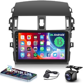 Car Stereo for Toyota Corolla 2009 2010 2011 2012 2013 Radio Android GPS Navigation, Rimoody 9 Inch Touch Screen Bluetooth WiFi Mirror Link FM HiFi SWC Rear View Camera Microphone