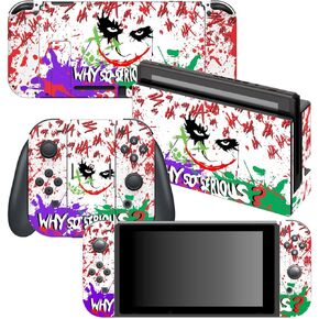 أغلفة تبديل وحدة التحكم في الألعاب من HK Studio - ملصقات تبديل وحدة التحكم في ألعاب المهرج الفنية بدون فقاعات، مقاومة للماء - غطاء تغليف لوحدة التحكم في الألعاب - بما في ذلك الجلد لأدوات Joy-Cons، وقاعدة الإرساء، والمقبض ووحدة التحكم in Kuwait