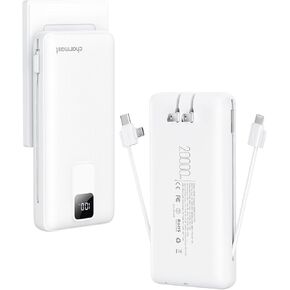 Charmast Portable Charger with Built-in Cables and Wall Plug, 20000mAh 20W USB C Power Bank Fast Charging Battery Pack Compatible with iPhone iPhone 16/15/14/13 Series, Samsung Google iPad etc