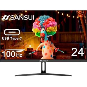 SANSUI Monitor 24 inch 100Hz USB Type-C Computer Monitor丨FHD 1080P PC Monitor丨HDMI丨FreeSync丨HDR丨Earphone Jack丨 Ergonomic Tilt for Home and Office
