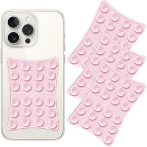 3 Pack Suction Cup Phone Case Mount,Silicone Octo Cup Buddy Phone Stand for iPhone and Android, Non Slip Holder Hands-Free Selfies and Videos for TikTok Influencers - Pink