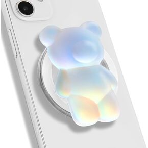 Magnetic 3D Gummy Bear Style Expandable Collapsible Mobile Phone Grip Stand Holder for Smartphone Tablet Cell Phone Accessory (Holographic)