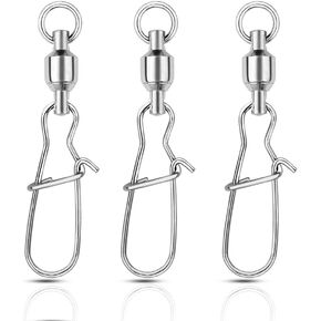 AMYSPORTS Ball Bearing Swivels Fishing Barrel High Strength Fishing Snap Bearing Connector Ring Snaps Swivels Saltwater Stainless Steel Accessories