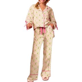 Fabumily Christmas Pajamas Women Set Long Sleeve Button Down Shirt and Pants 2Pcs Pjs Sets Sleepwear Holiday Loungewear