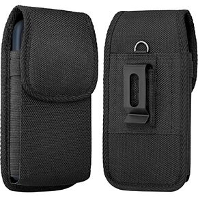 Cell Phone Holster for Samsung Galaxy S23+ Plus S22+ S21+ S20+ 10+, S20 FE, A55 A54 A53 A52 A51 Case with Belt Clip Belt Holder Pouch Carrying Cover (Fits Plus Models with Case on) Black Nylon