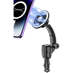 for MagSafe Car Mount Cigarette Lighter [Dual USB Charger] Magnetic Phone Holder for Car Charger [Fast Charging] Phone Mount for Your Car Accessories for iPhone 16 15 14 13 12 11 X 8, All Smartphones