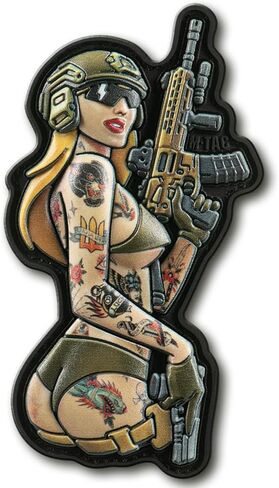 M-Tac Morale Patch التكتيكية Girl - رقعة عسكرية تكتيكية PVC مع دعامة تثبيت بخطاف - رقع للسترة وحقائب الظهر والقبعات (فتاة النمر التكتيكية) in Kuwait