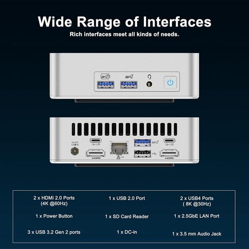 GEEKOM XT12 Pro Mini PC, 12th Gen Intel i7-12650H Mini Computers(10C/16T) 32GB DDR4/1TB PCIe 4 SSD Mini Desktop Computers with IceFlow 1.0 Cooling System, 8K/Quad Display/USB4.0/WiFi 6E/BT5.2/2.5G LAN in Saudi Arabia