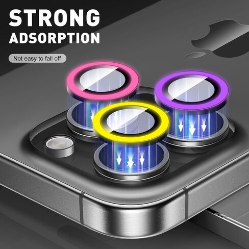 واقي عدسة الكاميرا المضيء من LucBuy لهاتف iPhone 14 Pro/iPhone 14 Pro Max، ملصقات فيلم غطاء الكاميرا من الزجاج المقوى اللامع، حلقات معدنية مطورة مضادة للخدش ومحاذاة تلقائيًا in Kuwait