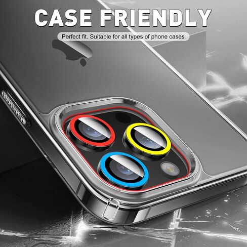 واقي عدسة الكاميرا المضيء من LucBuy لهاتف iPhone 14 Pro/iPhone 14 Pro Max، ملصقات فيلم غطاء الكاميرا من الزجاج المقوى اللامع، حلقات معدنية مطورة مضادة للخدش ومحاذاة تلقائيًا in Kuwait