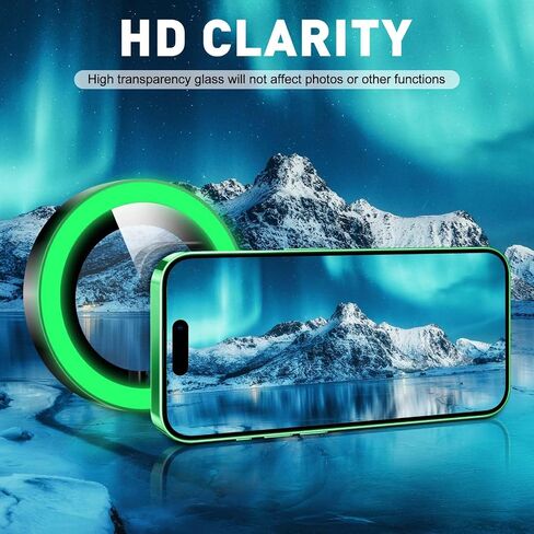 واقي عدسة الكاميرا المضيء من LucBuy لهاتف iPhone 14 Pro/iPhone 14 Pro Max، ملصقات فيلم غطاء الكاميرا من الزجاج المقوى اللامع، حلقات معدنية مطورة مضادة للخدش ومحاذاة تلقائيًا in Kuwait