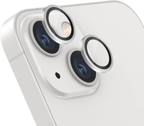 Camera Lens Protector For iPhone 14/14 Plus,Aviation Aluminum 3D Ring,9H Tempered Glass,360 degree Protection,HD Clarity,4 Layers Unique Design,Full Coverage(Silver) in Saudi Arabia