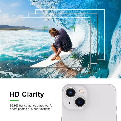 Camera Lens Protector For iPhone 14/14 Plus,Aviation Aluminum 3D Ring,9H Tempered Glass,360 degree Protection,HD Clarity,4 Layers Unique Design,Full Coverage(Silver) in Saudi Arabia