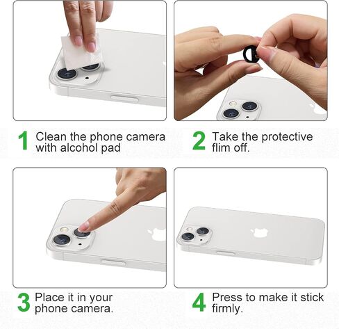 Camera Lens Protector For iPhone 14/14 Plus,Aviation Aluminum 3D Ring,9H Tempered Glass,360 degree Protection,HD Clarity,4 Layers Unique Design,Full Coverage(Silver) in Saudi Arabia