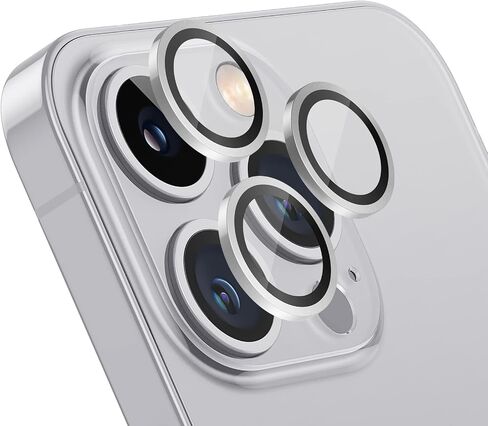 Camera Lens Protector For iPhone 14/14 Plus,Aviation Aluminum 3D Ring,9H Tempered Glass,360 degree Protection,HD Clarity,4 Layers Unique Design,Full Coverage(Silver) in Saudi Arabia