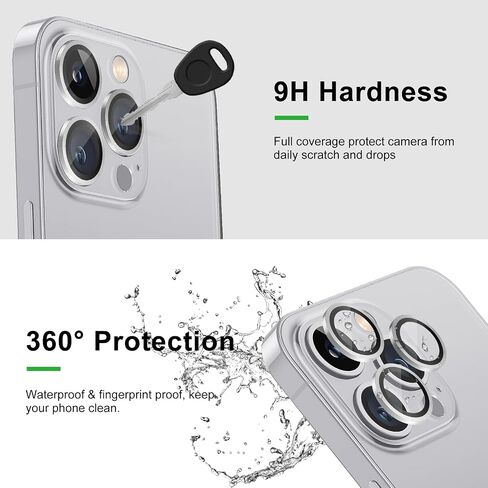 Camera Lens Protector For iPhone 14/14 Plus,Aviation Aluminum 3D Ring,9H Tempered Glass,360 degree Protection,HD Clarity,4 Layers Unique Design,Full Coverage(Silver) in Saudi Arabia