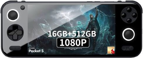 AYANEO Pocket S-6 Inches 1080P Handheld Android Video Game Console 1920x1080 Tablet PC Video Game Console Snapdragon G3x Gen 2 CPU (Black, 16GB+512GB) in Saudi Arabia