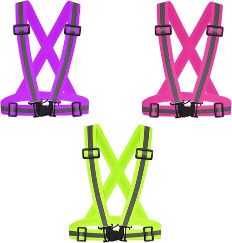 3Pcs Reflective Running Vest, Adjustable Elastic Straps Lightweight 360°High Visibility for Outdoor Walking, Jogging in Kuwait