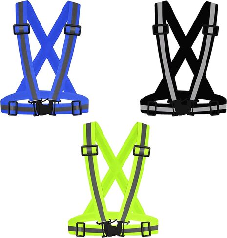 3Pcs Reflective Running Vest, Adjustable Elastic Straps Lightweight 360°High Visibility for Outdoor Walking, Jogging in Kuwait