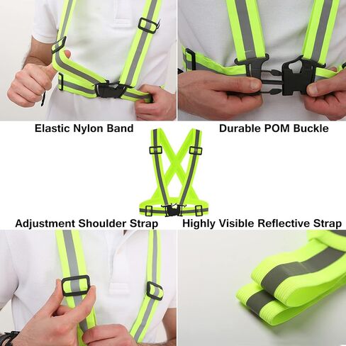 3Pcs Reflective Running Vest, Adjustable Elastic Straps Lightweight 360°High Visibility for Outdoor Walking, Jogging in Kuwait