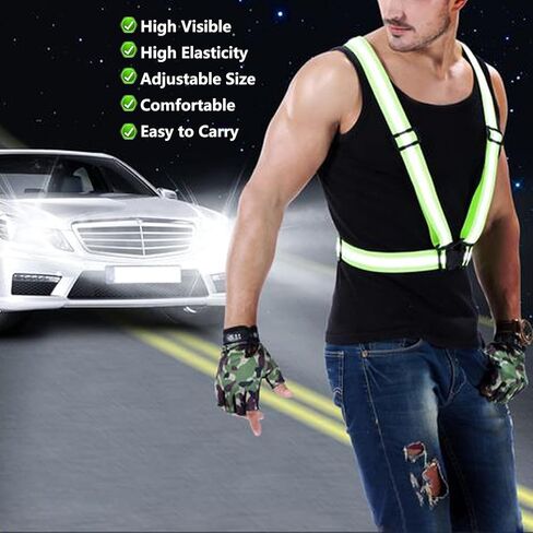 3Pcs Reflective Running Vest, Adjustable Elastic Straps Lightweight 360°High Visibility for Outdoor Walking, Jogging in Kuwait