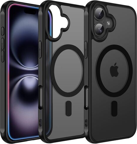 حافظة مغناطيسية ivoler لهاتف iPhone 16 Pro Max مقاس 6.9 بوصة [متوافقة مع Magsafe] [حماية من الدرجة العسكرية بطول 15 قدمًا] حافظة شاحن مغناطيسي لهاتف 16ProMax، غطاء هاتف خلفي شفاف بلوري - أسود غير لامع in Kuwait