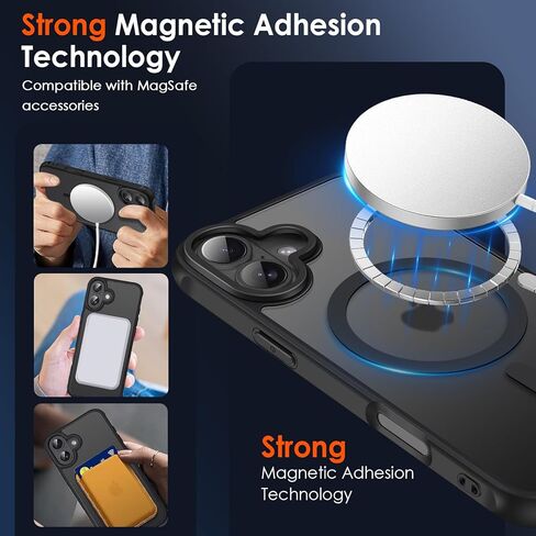 حافظة مغناطيسية ivoler لهاتف iPhone 16 Pro Max مقاس 6.9 بوصة [متوافقة مع Magsafe] [حماية من الدرجة العسكرية بطول 15 قدمًا] حافظة شاحن مغناطيسي لهاتف 16ProMax، غطاء هاتف خلفي شفاف بلوري - أسود غير لامع in Kuwait