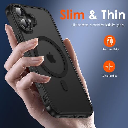 حافظة مغناطيسية ivoler لهاتف iPhone 16 Pro Max مقاس 6.9 بوصة [متوافقة مع Magsafe] [حماية من الدرجة العسكرية بطول 15 قدمًا] حافظة شاحن مغناطيسي لهاتف 16ProMax، غطاء هاتف خلفي شفاف بلوري - أسود غير لامع in Kuwait