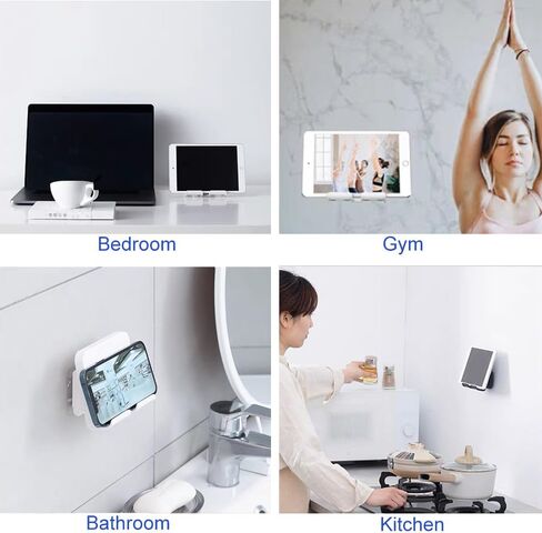 Upgraded Shower Phone Holder Tablet Wall Mount Phone Holder Removable,Self-Adhesive Mobile Cell Phone Tablet Holder for Bed Bathroom Kitchen, Compatible with iPhone Samsung Galaxy Tablet Switch in Kuwait
