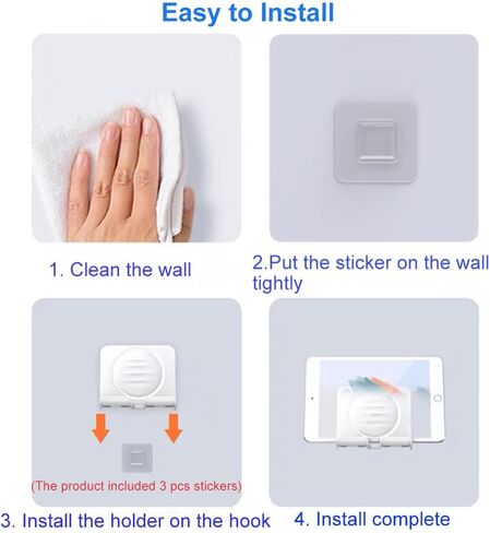 Upgraded Shower Phone Holder Tablet Wall Mount Phone Holder Removable,Self-Adhesive Mobile Cell Phone Tablet Holder for Bed Bathroom Kitchen, Compatible with iPhone Samsung Galaxy Tablet Switch in Kuwait