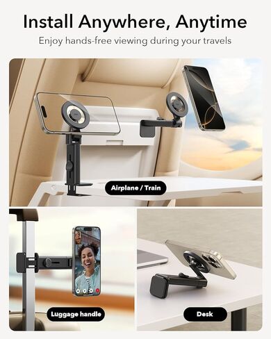 ESR for MagSafe Airplane Phone Holder, Airplane Travel Essentials, Portable Travel Phone Holder, Magnetic Plane Phone Holder Mount with Metal Ring for iPhone 16 Pro Max 15 14 13 12, Samsung, Android in Saudi Arabia