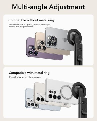 ESR لحامل هاتف الطائرة MagSafe، أساسيات السفر بالطائرة، حامل هاتف السفر المحمول، حامل هاتف الطائرة المغناطيسي مع حلقة معدنية لهاتف iPhone 16 Pro Max 15 14 13 12، Samsung، Android in Kuwait