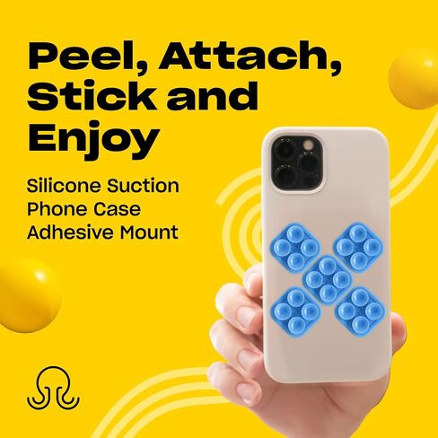 Mini Silicone Suction Phone Case Adhesive Mounts - Hands-Free, Strong Grip Holder for Selfies & Videos - Durable, Easy to Use - iPhone & Android Compatible - 6 x 1" x 1", Baby Blue Jay in Saudi Arabia