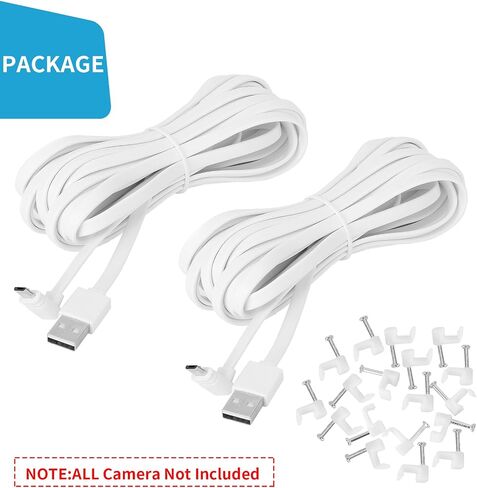 UYODM 2Pack 20FT/6M Micro USB Extension Cable Compatible with WYZE Cam Pan V3, L-Shape 90 Degree Extension Charging Cable Power Your WYZE Cam Pan V3 Continuously - White in Saudi Arabia