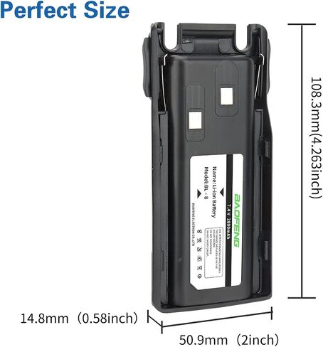 بطارية BAOFENG UV-82 مطورة BL-8 2800 مللي أمبير في الساعة بطارية ليثيوم أيون مع كابل شاحن من النوع C لراديو UV-82HP UV-82C MIRKIT UV-82 MK3/5 وما إلى ذلك راديو ثنائي الاتجاه in Saudi Arabia