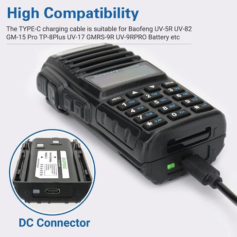 بطارية BAOFENG UV-82 مطورة BL-8 2800 مللي أمبير في الساعة بطارية ليثيوم أيون مع كابل شاحن من النوع C لراديو UV-82HP UV-82C MIRKIT UV-82 MK3/5 وما إلى ذلك راديو ثنائي الاتجاه in Saudi Arabia