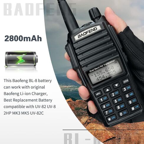 بطارية BAOFENG UV-82 مطورة BL-8 2800 مللي أمبير في الساعة بطارية ليثيوم أيون مع كابل شاحن من النوع C لراديو UV-82HP UV-82C MIRKIT UV-82 MK3/5 وما إلى ذلك راديو ثنائي الاتجاه in Saudi Arabia
