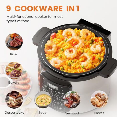 Elevon 6 QT Electric Pressure Canner 12-in-1 Multi Cooker Electric Canners for Pressure Canning Rice Cooker Digital Pressure Canner Stainless Steel in Saudi Arabia