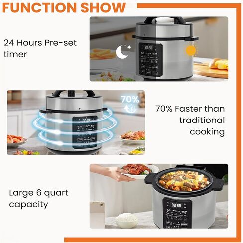 Elevon 6 QT Electric Pressure Canner 12-in-1 Multi Cooker Electric Canners for Pressure Canning Rice Cooker Digital Pressure Canner Stainless Steel in Saudi Arabia