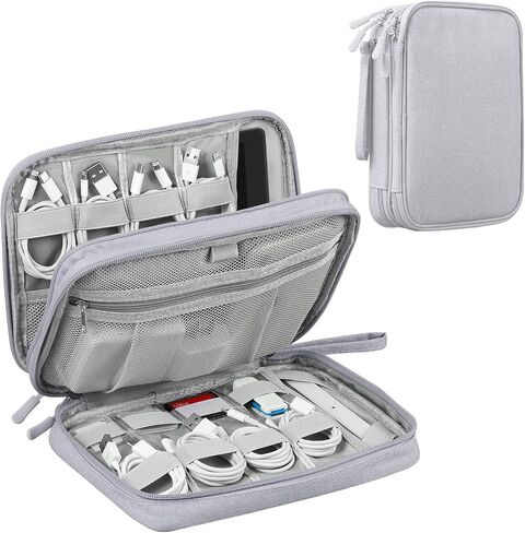Electronics Organizer Travel Case, Travel Tech Bag for 7.9 inch Tablet, Cable, Charger & Cords, Portable Hard Drive & Power Bank (Large, Dark Grey) in Saudi Arabia