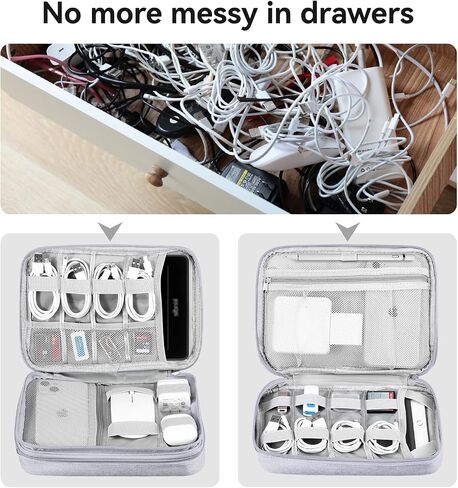 Electronics Organizer Travel Case, Travel Tech Bag for 7.9 inch Tablet, Cable, Charger & Cords, Portable Hard Drive & Power Bank (Large, Dark Grey) in Saudi Arabia