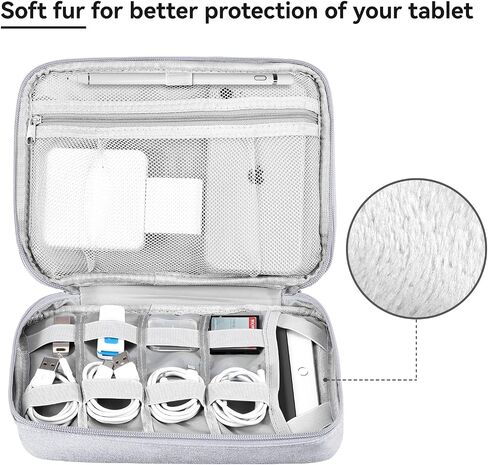 Electronics Organizer Travel Case, Travel Tech Bag for 7.9 inch Tablet, Cable, Charger & Cords, Portable Hard Drive & Power Bank (Large, Dark Grey) in Saudi Arabia
