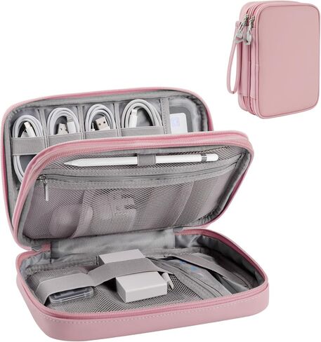 حقيبة سفر لتنظيم الأجهزة الإلكترونية، حقيبة تكنولوجيا للسفر للكمبيوتر اللوحي مقاس 7.9 بوصة، والكابل، والشاحن والأسلاك، والقرص الصلب المحمول وبنك الطاقة (كبير، رمادي داكن) in Kuwait