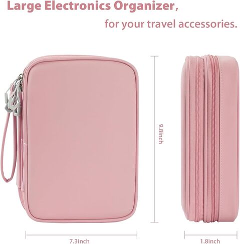 حقيبة سفر لتنظيم الأجهزة الإلكترونية، حقيبة تكنولوجيا للسفر للكمبيوتر اللوحي مقاس 7.9 بوصة، والكابل، والشاحن والأسلاك، والقرص الصلب المحمول وبنك الطاقة (كبير، رمادي داكن) in Kuwait