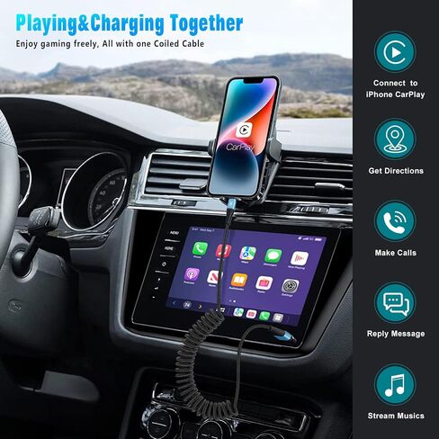 JUKEKUL Coiled Lightning Cable 3ft Nylon Braided, iPhone Charger Fast Charging for Car [Apple MFi Certified], Compatible with iPhone14/13/12/11 Pro Max/XS MAX/XR/XS/X/8/7/Plus/6S iPad/iPod-2Pack in Saudi Arabia
