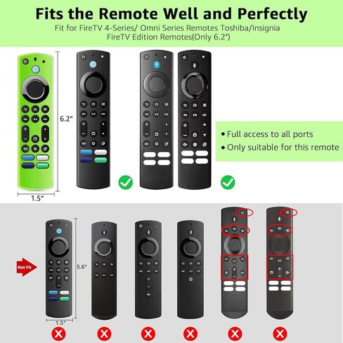 حافظة OneBom (3 قطع) من السيليكون تتوهج في الظلام لسلسلة Firetv 4K Max (2nd)/Insignia/Pioneer/Omni (QLED) مع حبل قصير، خفيفة الوزن مضادة للانزلاق ومضادة للصدمات (أزرق متوهج وأخضر متوهج وأرجواني متوهج) in Kuwait